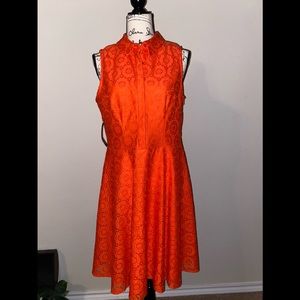 Women's Orange Lace Sleeveless Dress